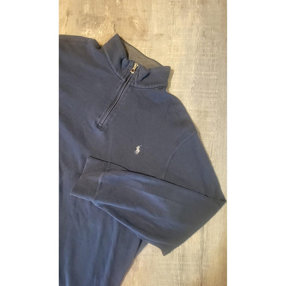 Polo Ralph Lauren Mens XL Navy Blue Quarter Zip Pullover Sweatshirt Cotton Blend